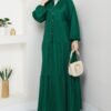 Robe satinée verte