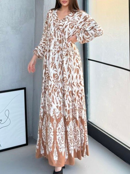 Robe imprimée camel