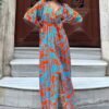 Robe imprimée turquoise orange