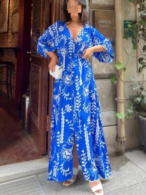Robe imprimée bleu