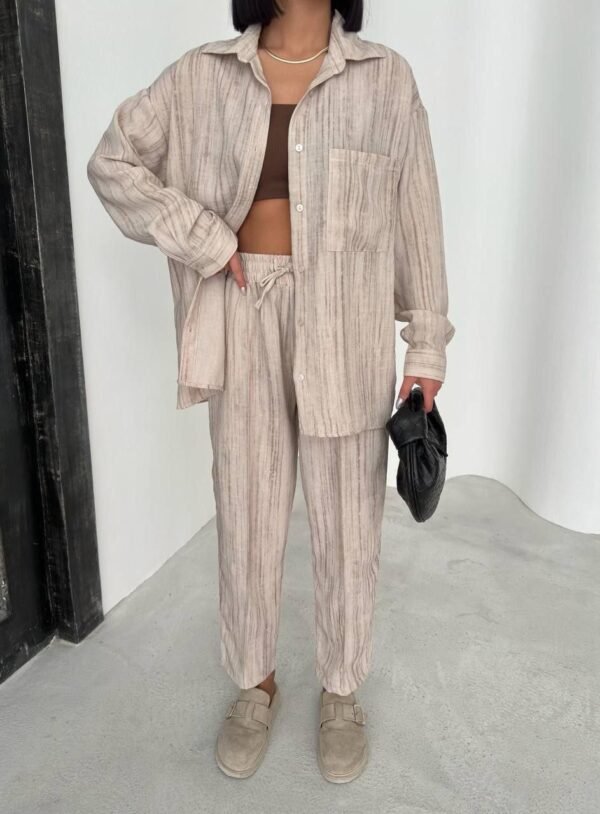 Ensemble chemise pantalon beige