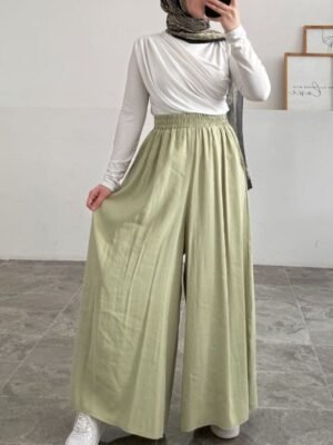Pantalon palazzo vert pastel