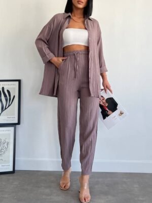 Ensemble chemise pantalon parme