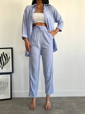 Ensemble chemise pantalon bleu